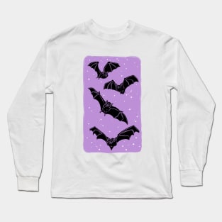 Night Bats in Violet Long Sleeve T-Shirt